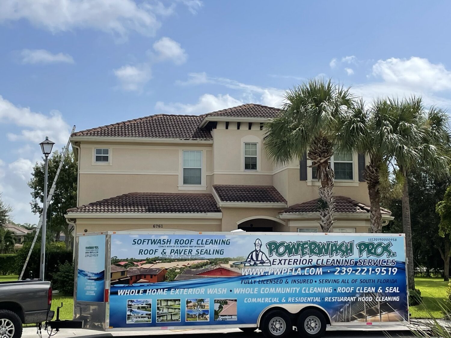A two-story home before exterior cleaning