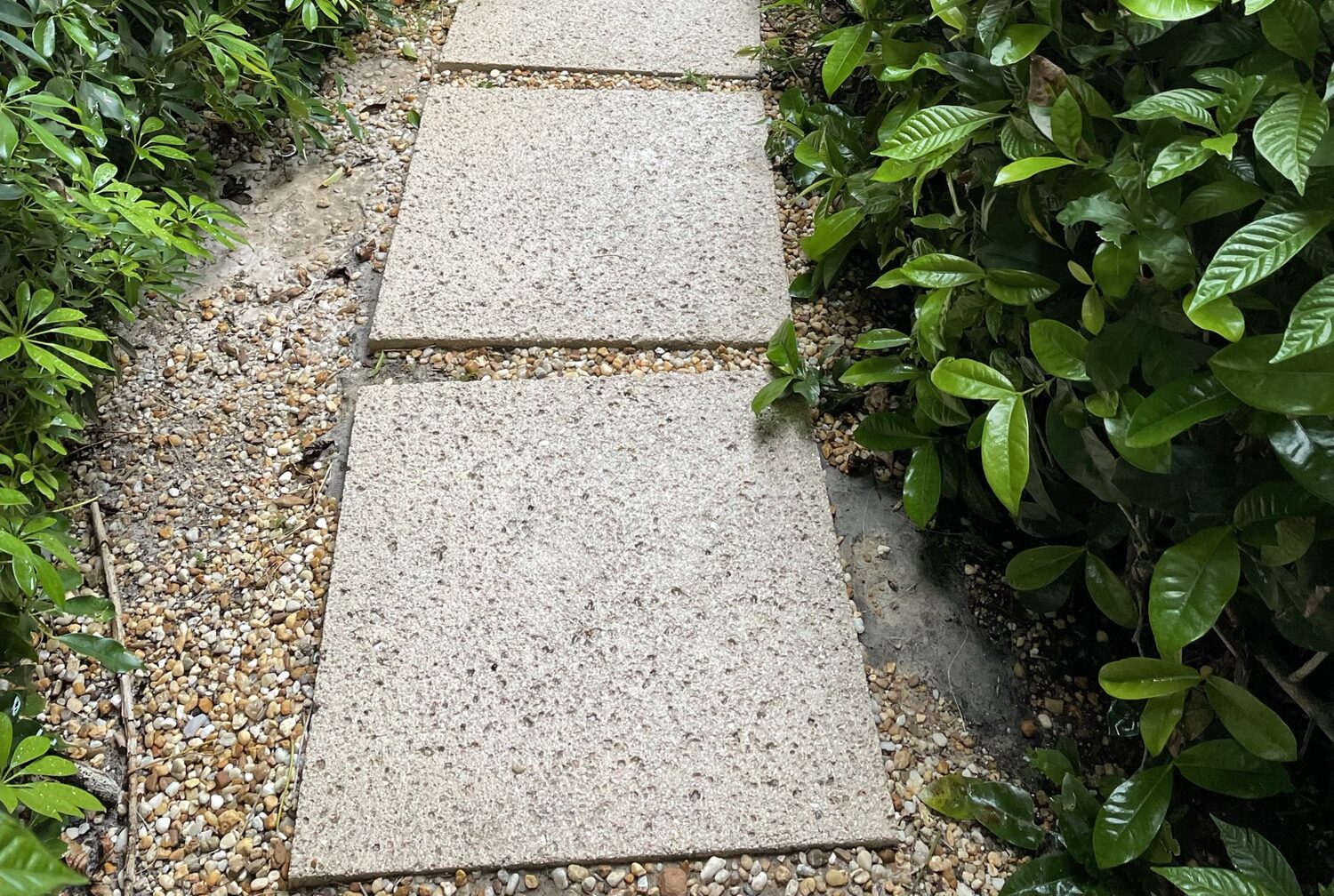 The same stone walkway after cleaning — clean and bright