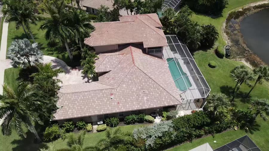 Aerial of a sealed tile roof in Southwest Florida